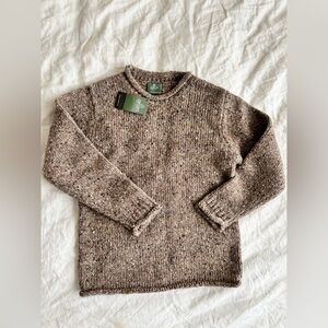 Aran Woollen Mills Raheen Tweed Roll Neck Sweater-Oat